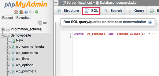 Removing IP address from old comments in WordPress